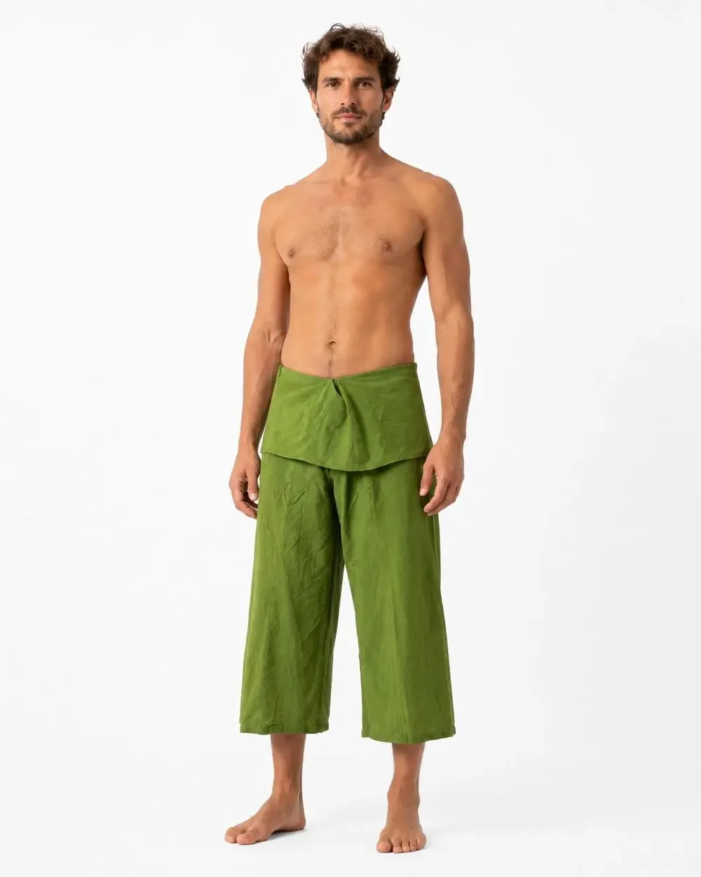 Men’s Green Dupioni Silk Thai Fisherman Pants Medium / 32 Waist Cropped